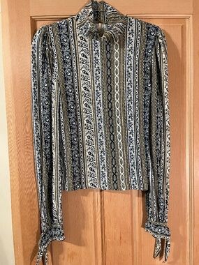 Free People Boho printed long sleeve mock neck top